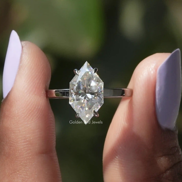 Dutch Marquise Moissanite Hidden Halo Ring