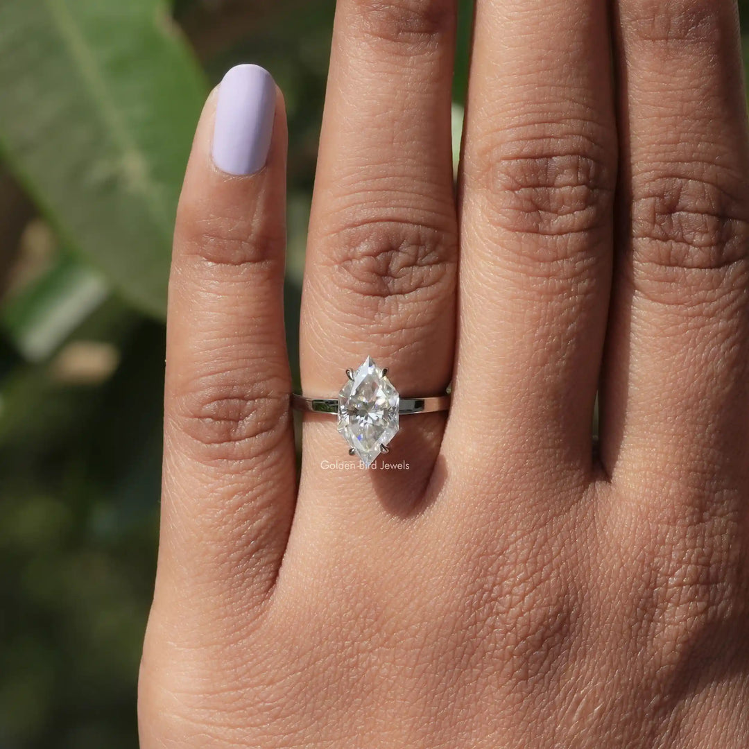 Dutch Marquise Moissanite Hidden Halo Ring