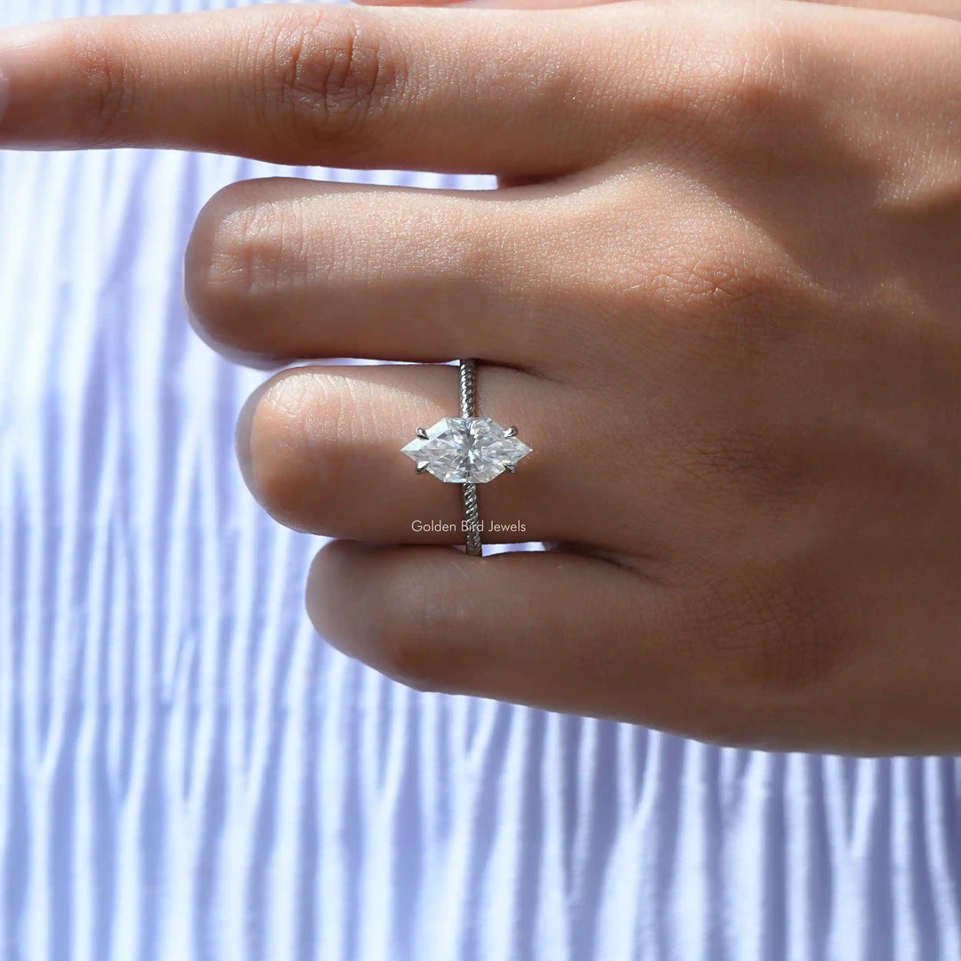 Moissanite Dutch Marquise Cut Engagement Ring