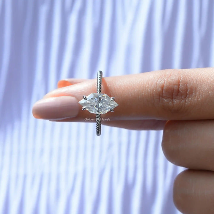 Moissanite Dutch Marquise Cut Engagement Ring