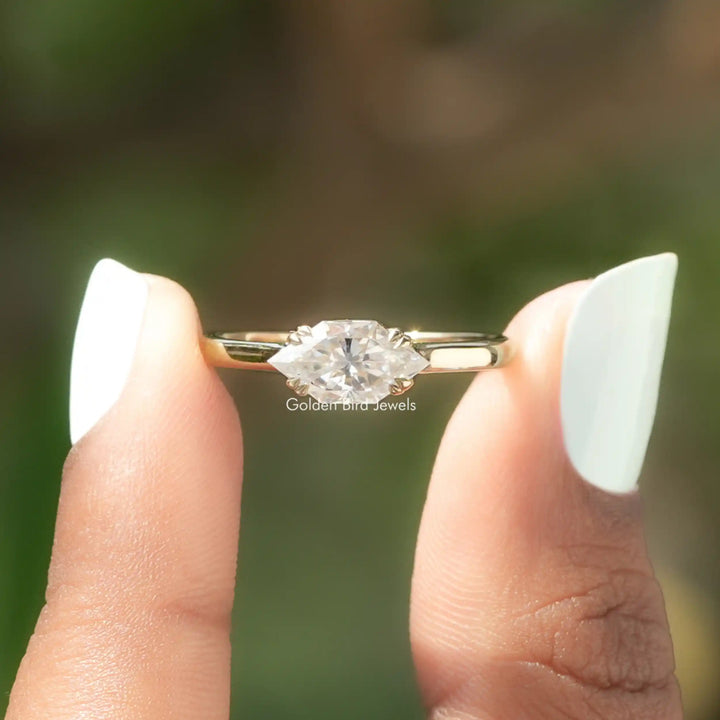 Dutch Marquise Moissanite East West Solitaire Ring