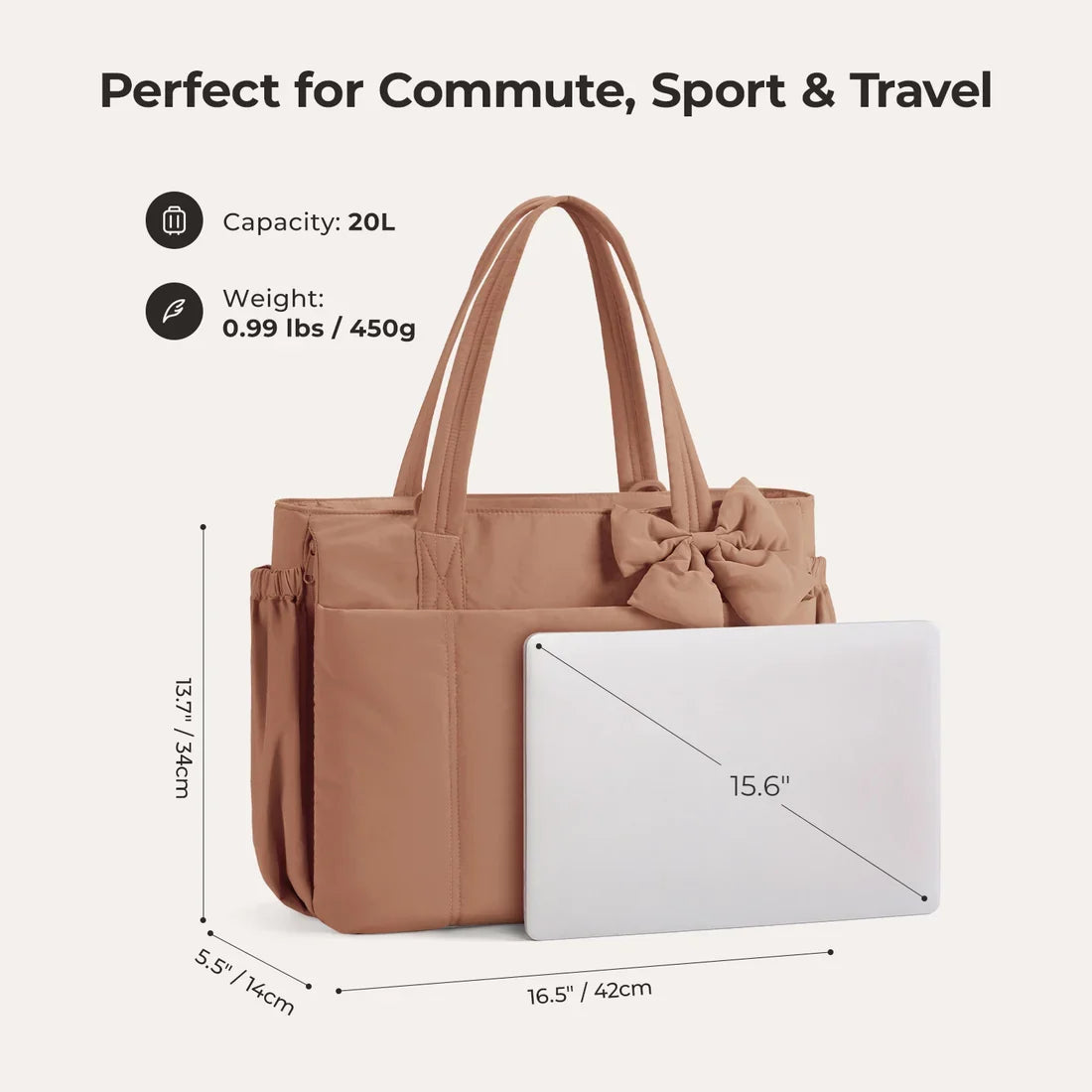 Ounamei Large Nylon Tote Bag for Women | Work Laptop Gym Travel Shoulder Bag with Yoga Mat Strap 23L