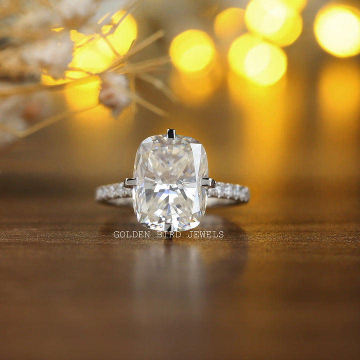 Elongated Cushion Cut Moissanite Engagement Ring