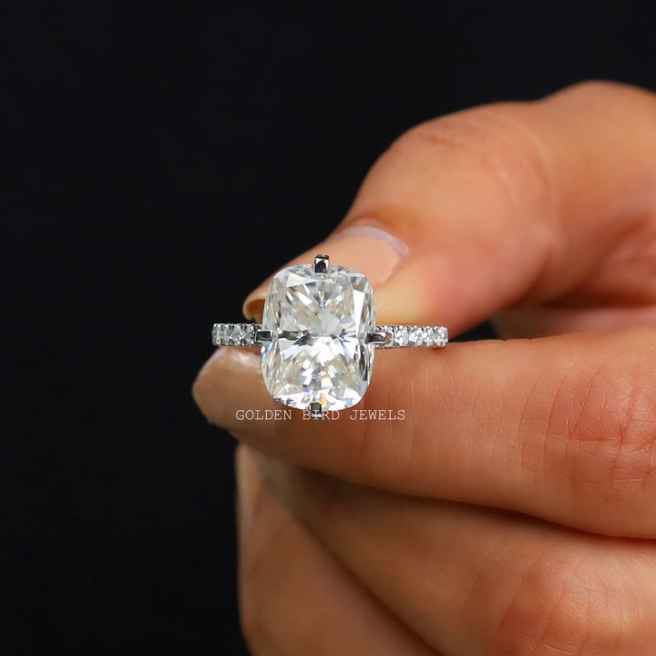 Elongated Cushion Cut Moissanite Engagement Ring