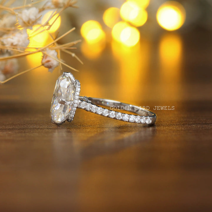 Elongated Cushion Cut Moissanite Engagement Ring