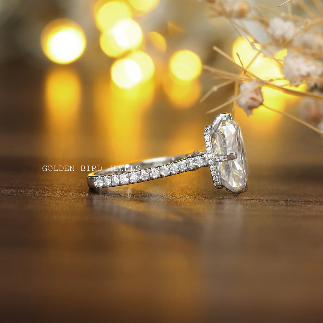 Elongated Cushion Cut Moissanite Engagement Ring