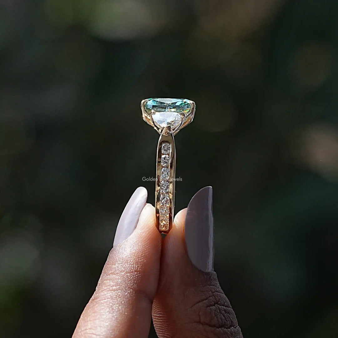 Elongated Cushion Moissanite Accent Stone Ring