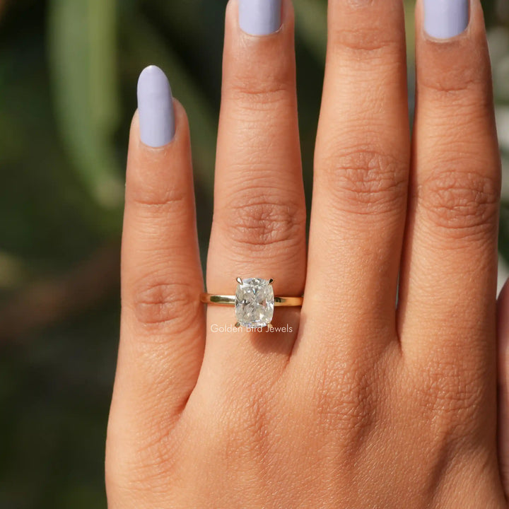 Elongated Cushion Cut Moissanite Engagement Ring