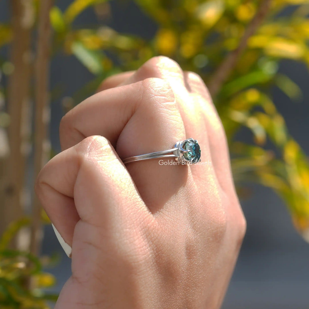 Elongated Cushion Cut Moissanite Solitaire Ring