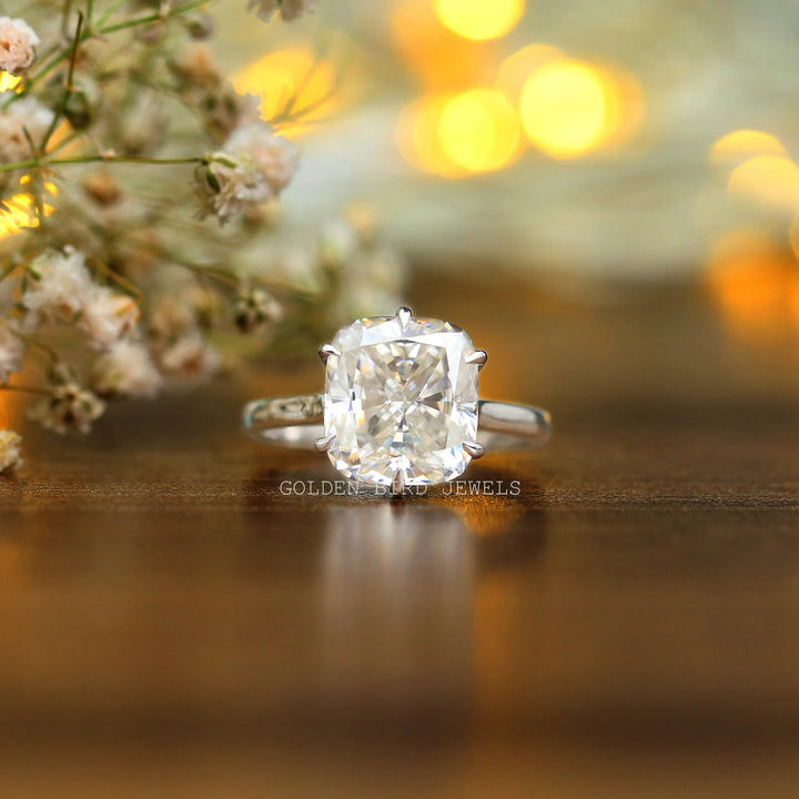 Elongated Cushion Cut Moissanite Solitaire Engagement Ring