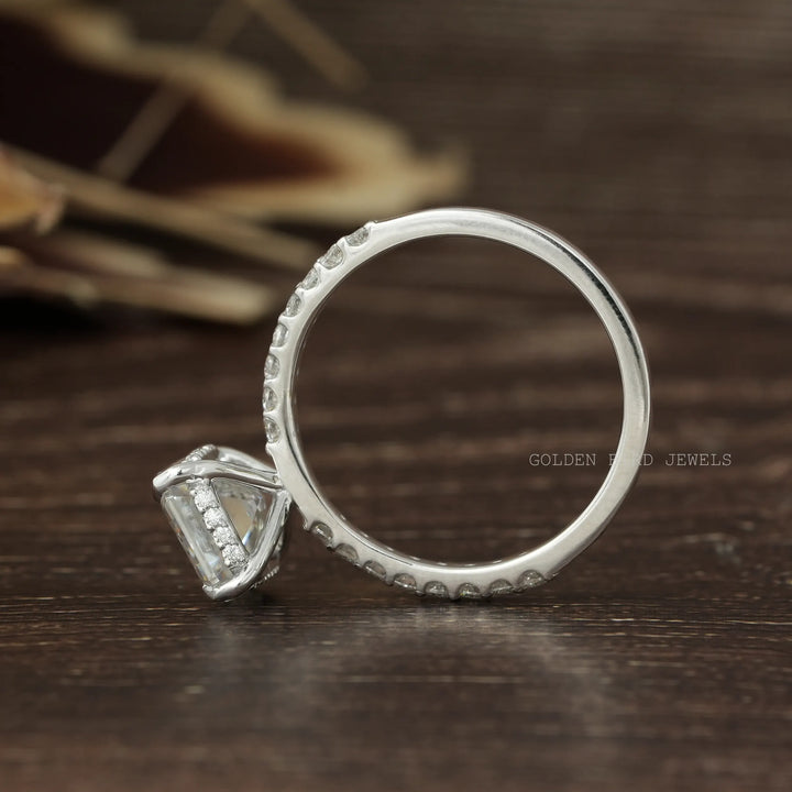 Emerald Cut Hidden Halo Moissanite Ring