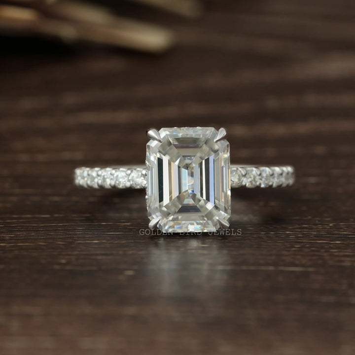 Emerald Cut Hidden Halo Moissanite Ring