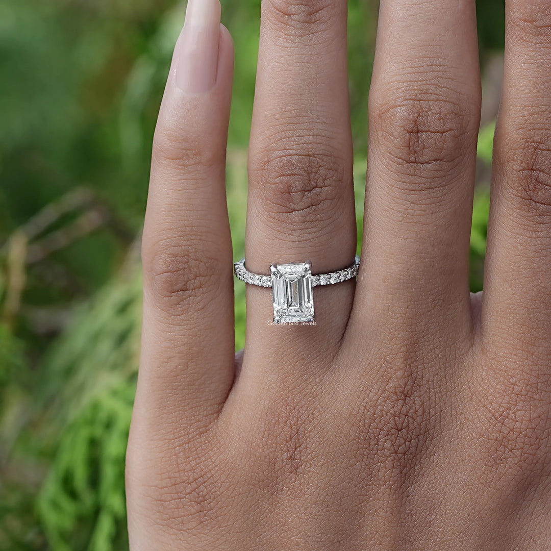 Emerald Cut Solitaire Accent Lab Diamond Ring