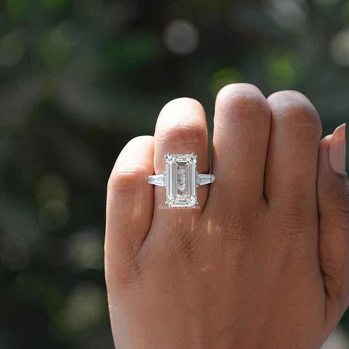 Lab Diamond Emerald Cut Three Stone Ring