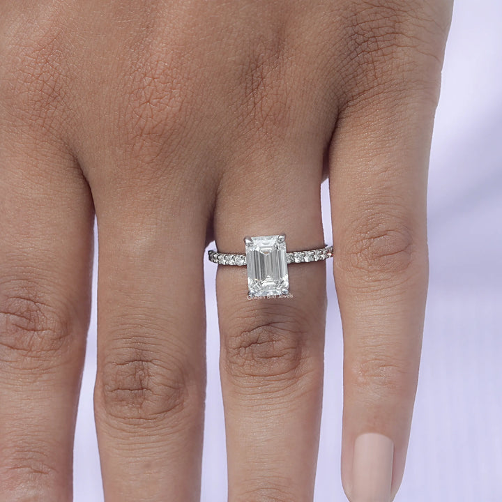 Emerald Cut Solitaire Accent Lab Diamond Ring