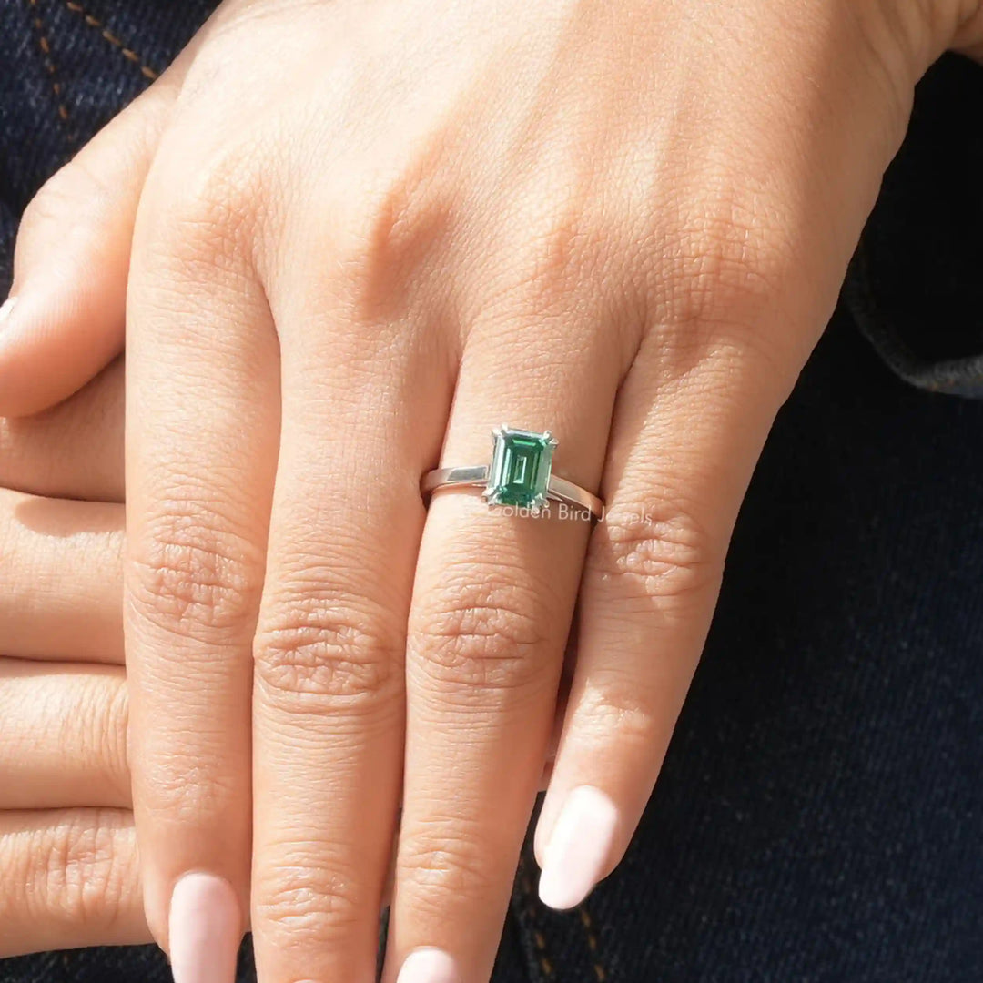 Emerald Cut Moissanite Engagement Ring