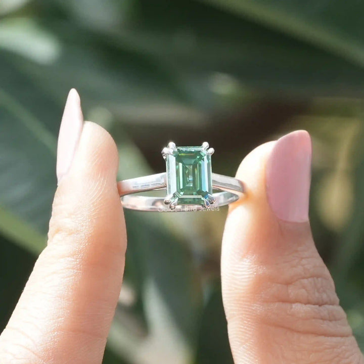 Emerald Cut Moissanite Engagement Ring