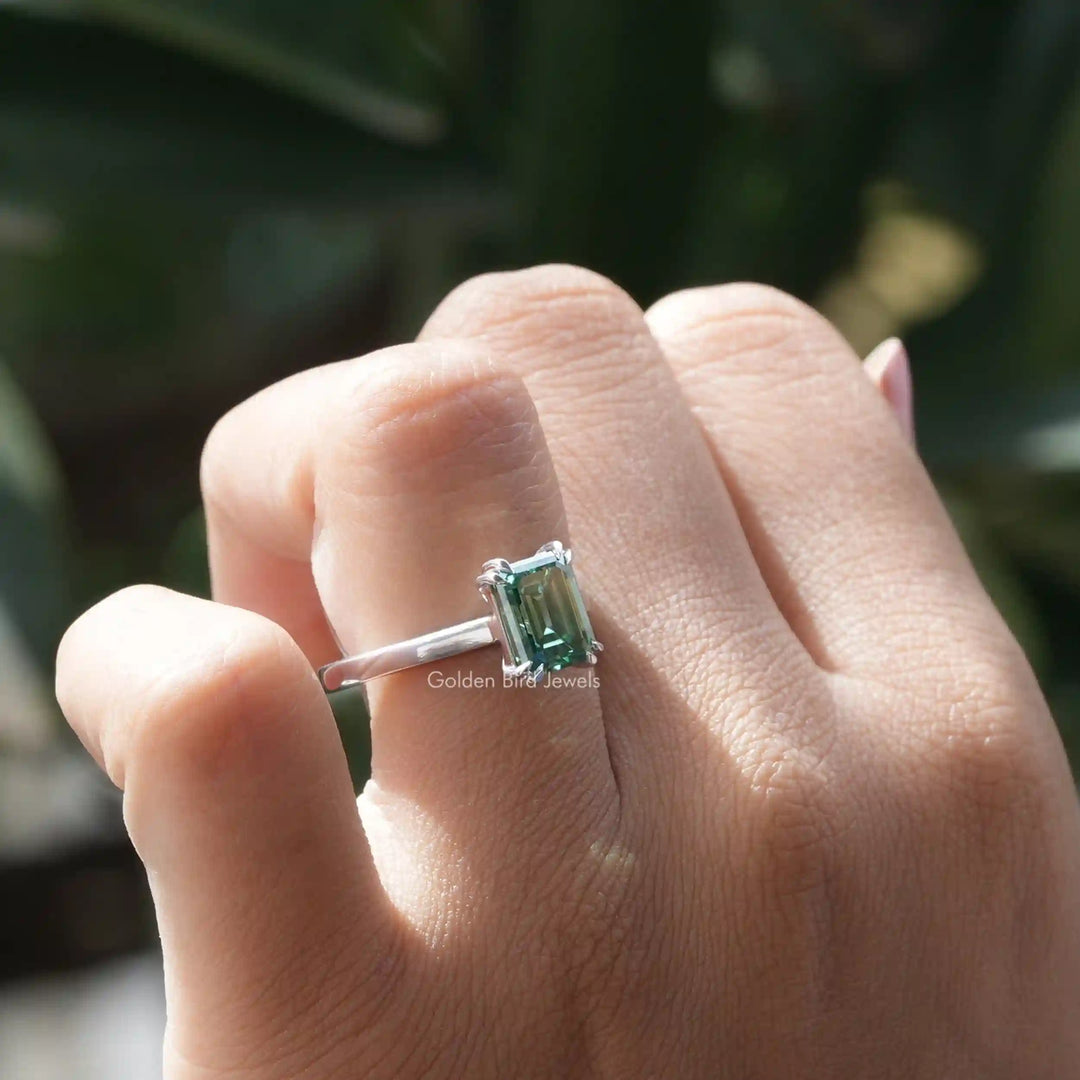 Emerald Cut Moissanite Engagement Ring