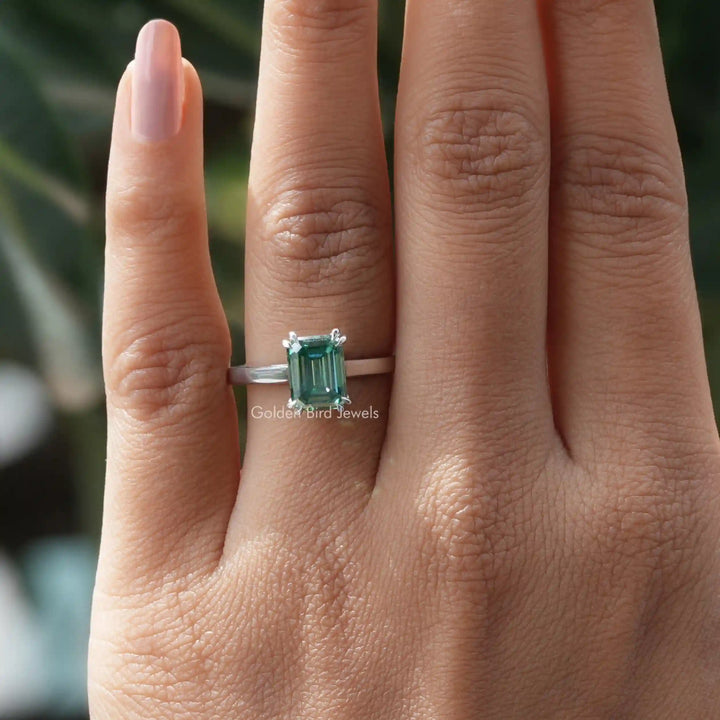 Emerald Cut Moissanite Engagement Ring