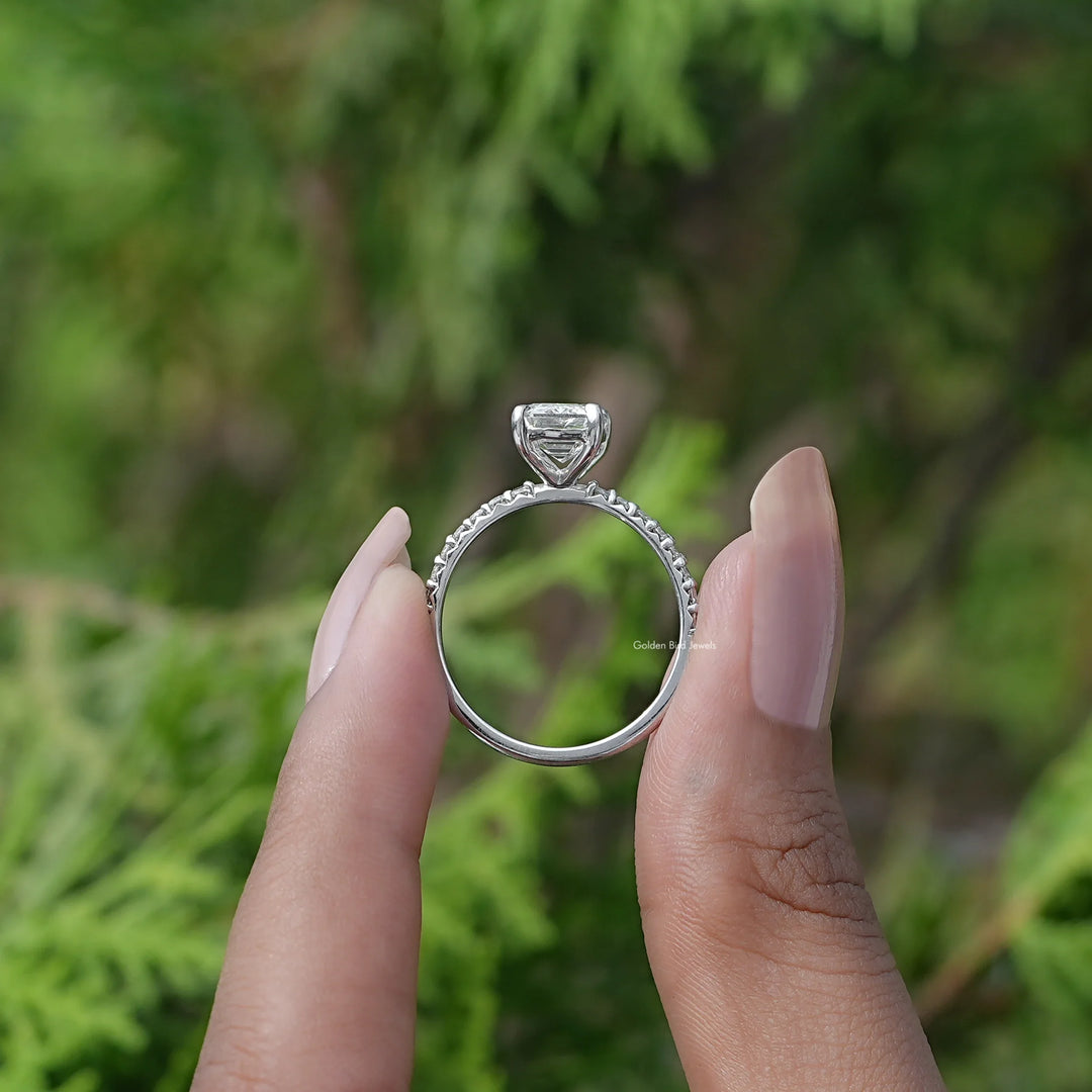 Emerald Cut Solitaire Accent Lab Diamond Ring