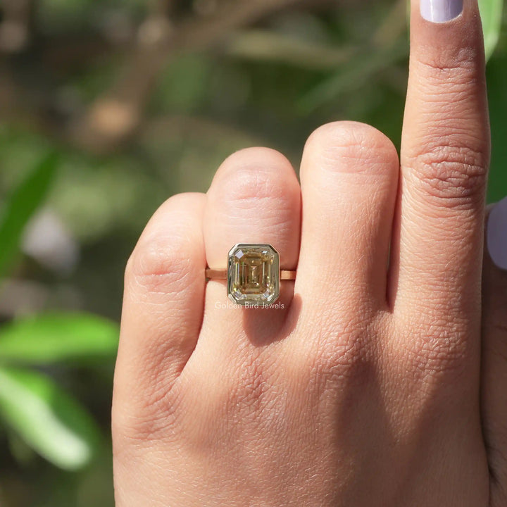 Emerald Cut Solitaire Moissanite Engagement Ring