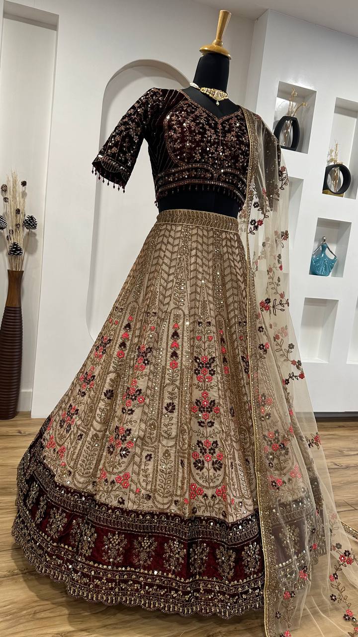 Off White Color Heavy Kasturi Silk Lehenga With Dori - INSPIRED