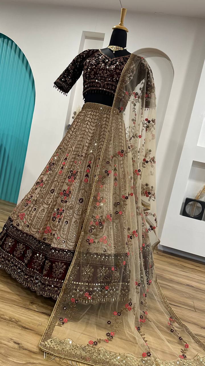 Off White Color Heavy Kasturi Silk Lehenga With Dori - INSPIRED