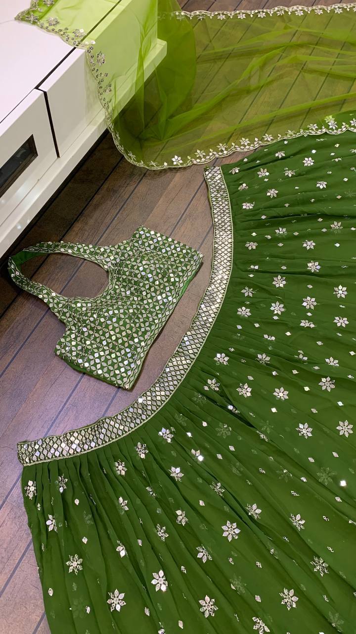 Pista Georget lehnga with 9mm sequence zari work Lehenga Choli