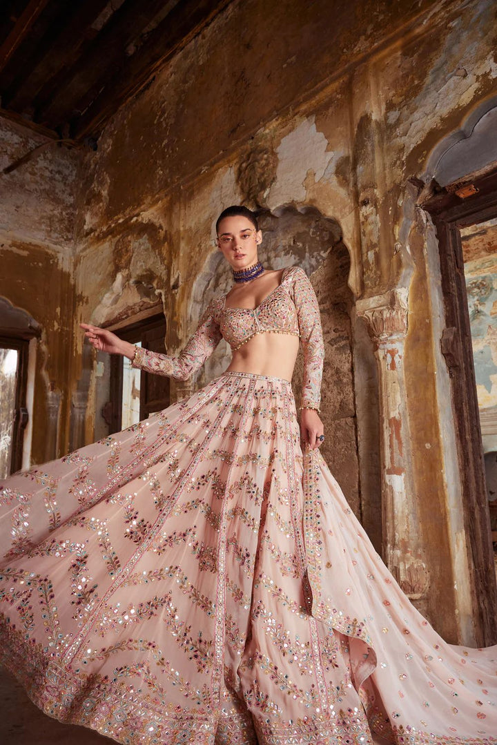 Gorgeous-faux-georgette-lehenga-featuring-zari-and-mirror-work