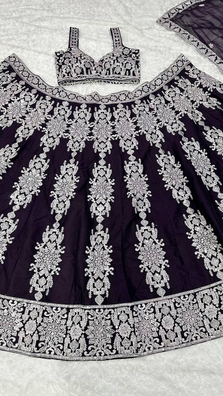 Black Color Heavy Kasturi silk lehenga with thread & sequins work Lehenga