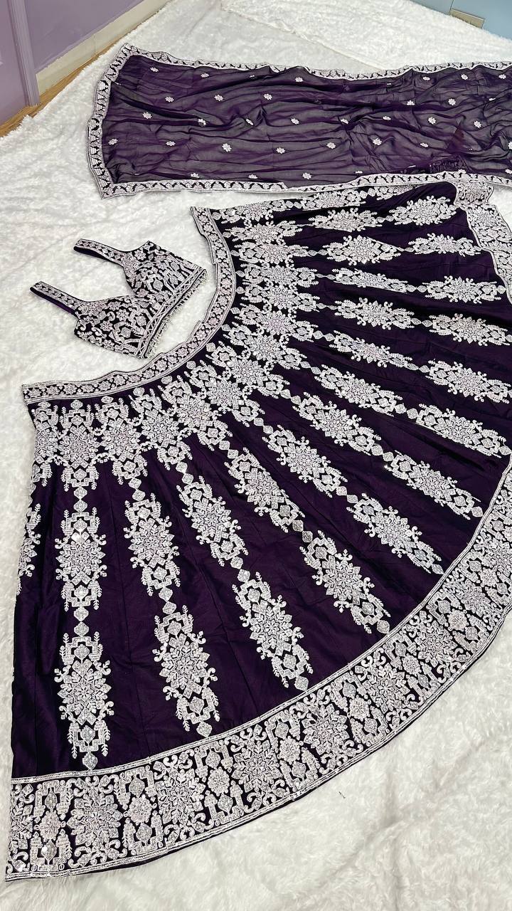 Black Color Heavy Kasturi silk lehenga with thread & sequins work Lehenga