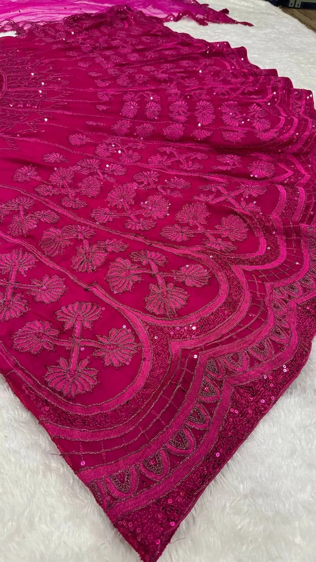 Hot Pink Kasturi Silk Embroidery Lehenga Choli - qivii