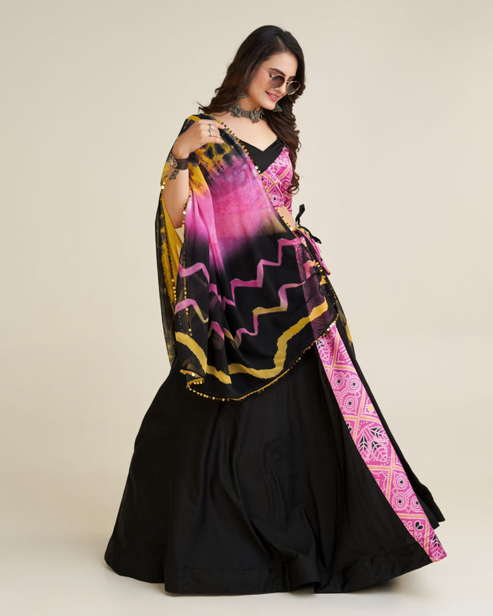 Black Color Polly reyon lehnga with Banarasi zari silk fabric pattern  Flair 4.25 meter