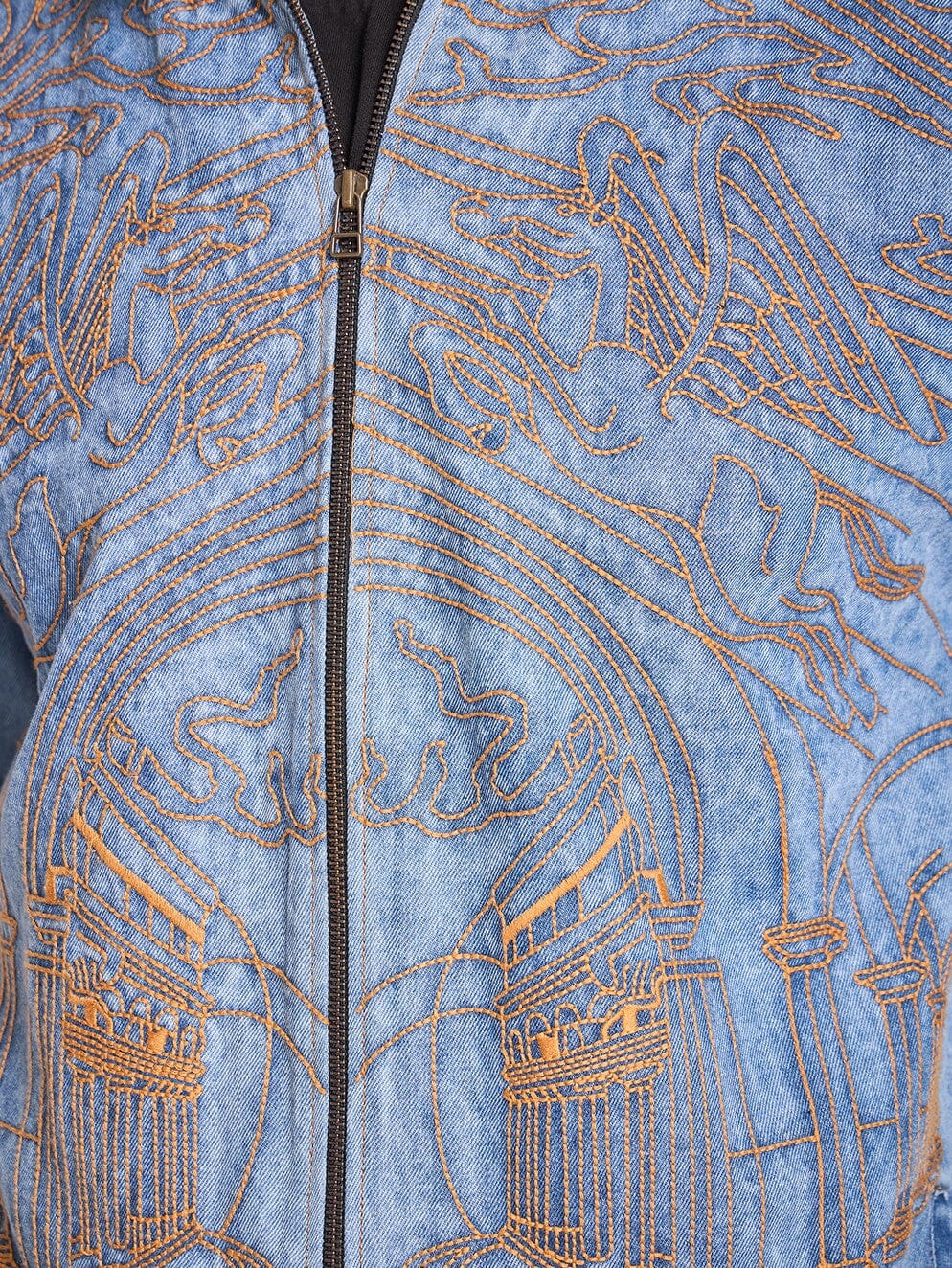 Ice Lineart Embriodery Harrington Denim Jacket