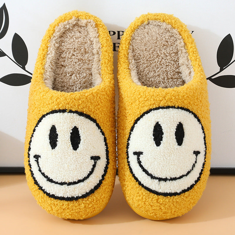 Fluffy Smile Slippers - Black