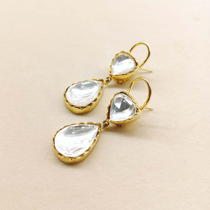 Arshi White Gold Plated Kundan Earrings