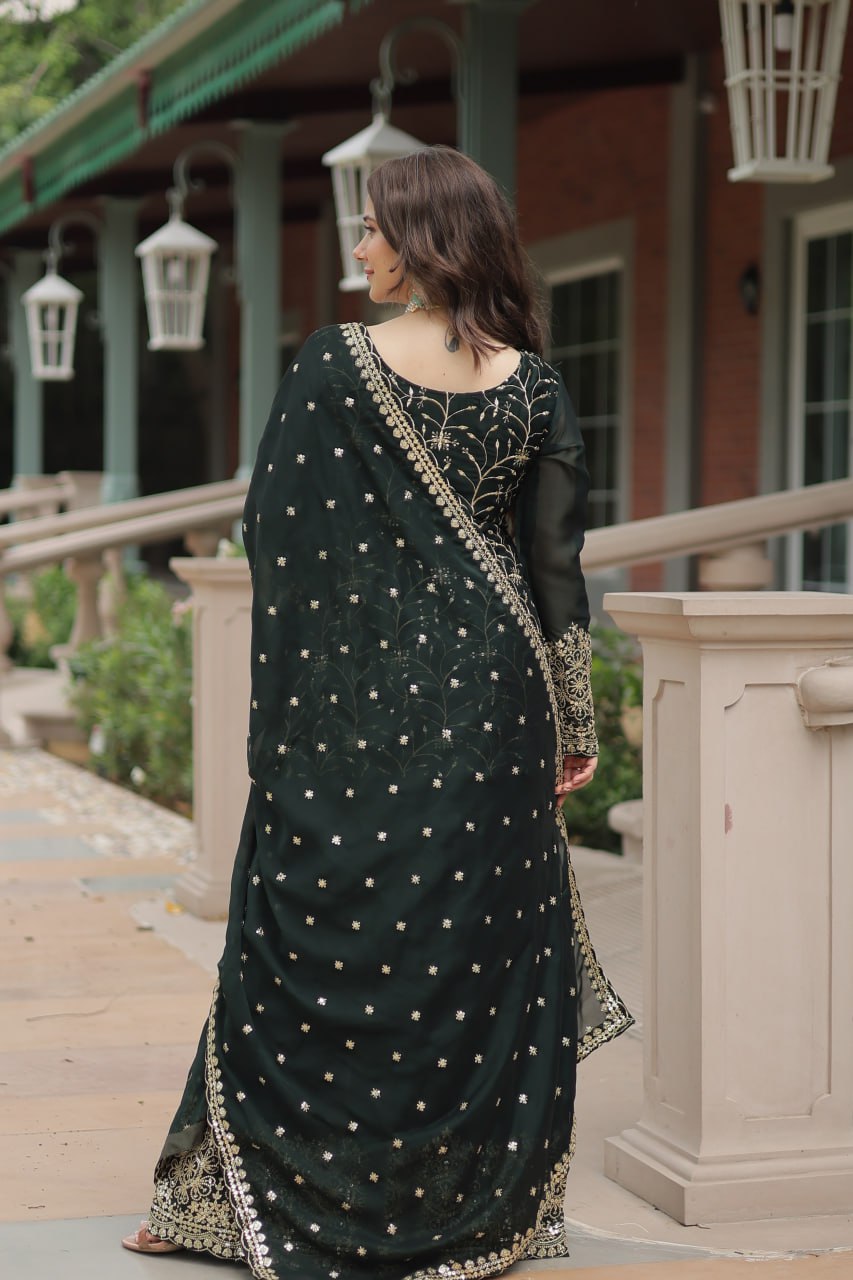 Green Rangoli Silk Embroidered Kurti Plazoo