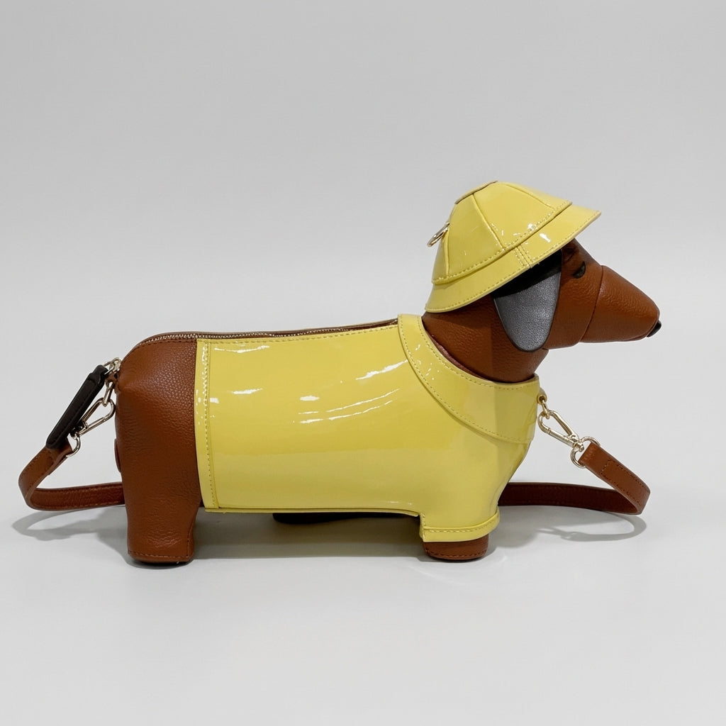 Dachshund Safari Bag in Vegan Leather  - By Qivii
