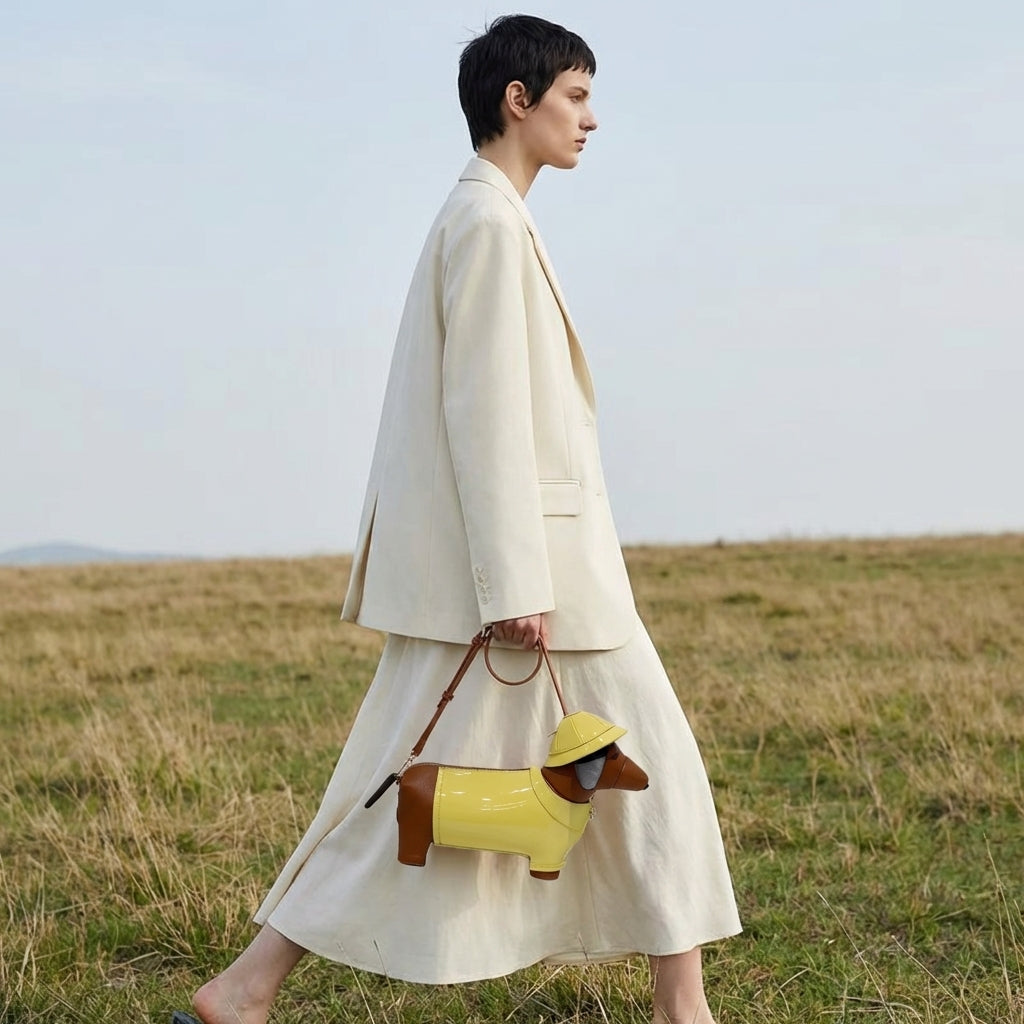 Dachshund Safari Bag in Vegan Leather  - By Qivii