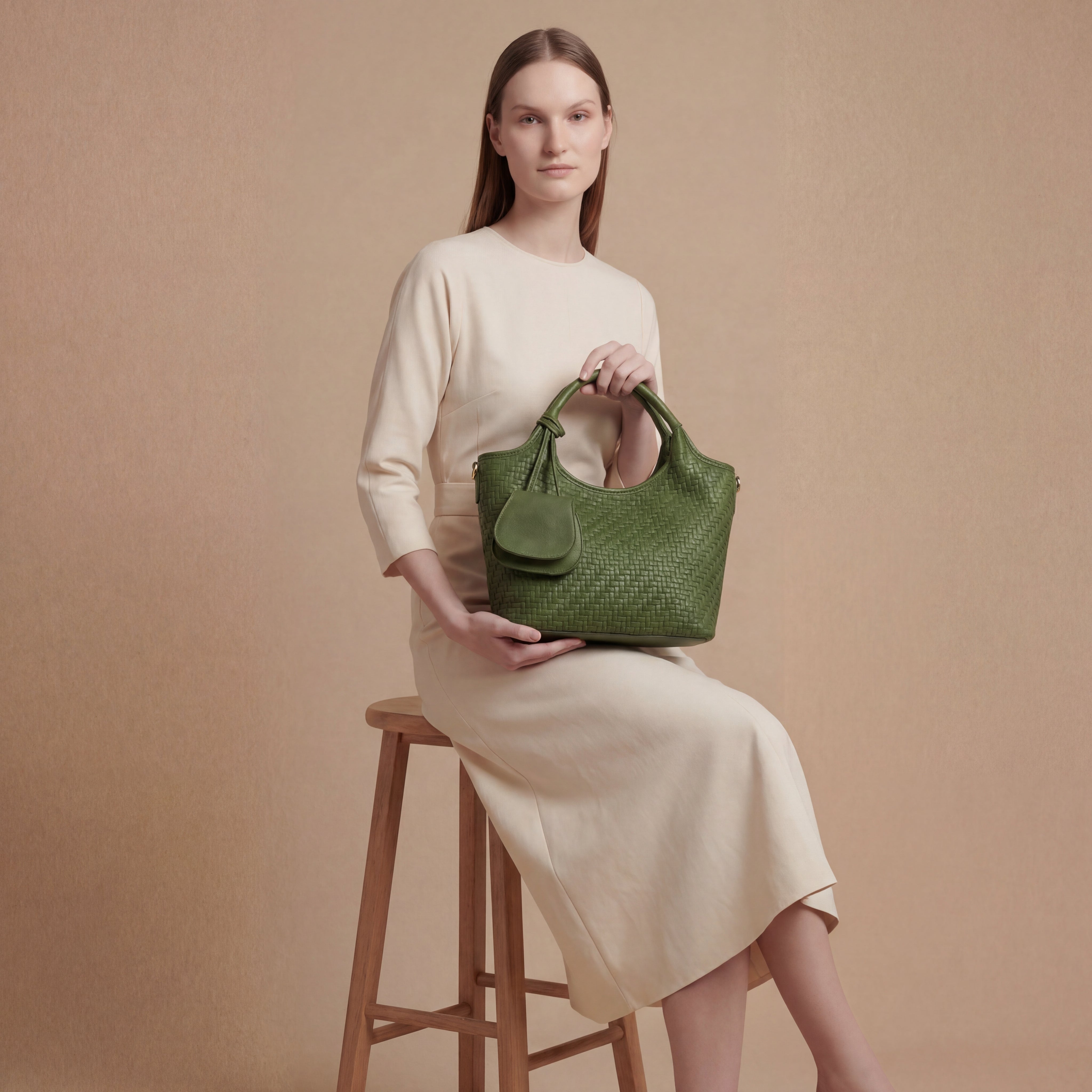 Verdant Weave Handbag in Vegan Leather  - By Qivii