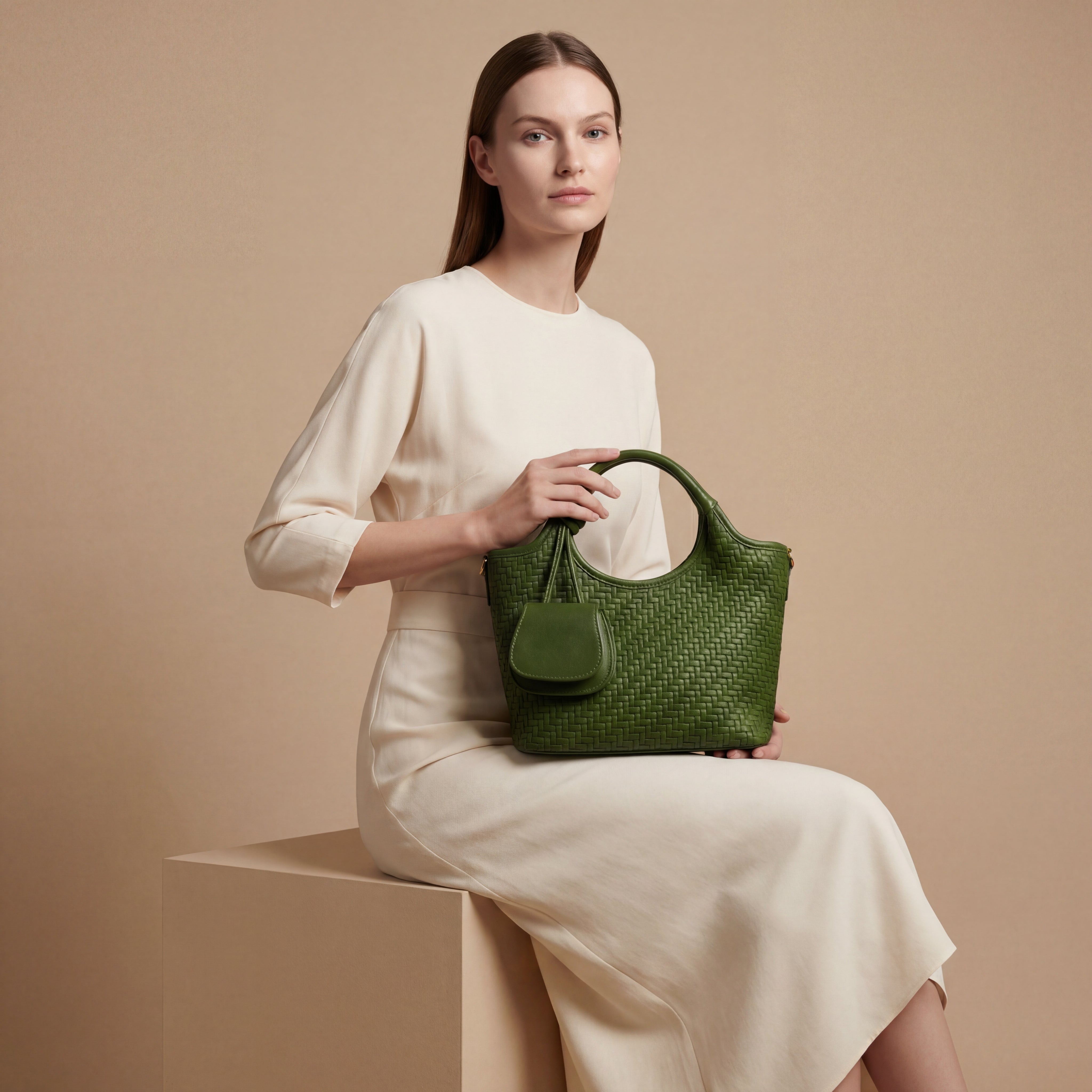 Verdant Weave Handbag in Vegan Leather  - By Qivii