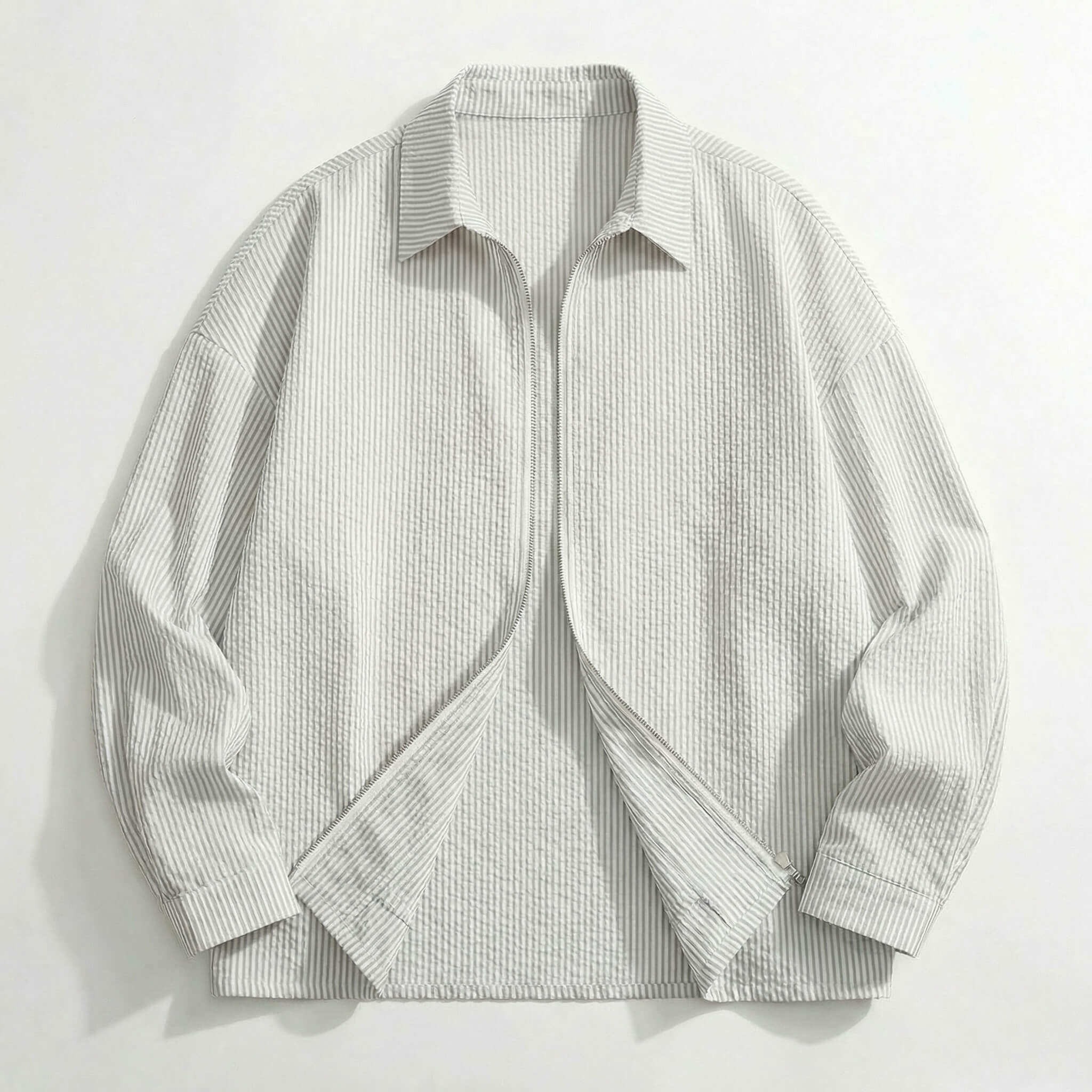 Nantucket Striped Zip-Up Longsleeve