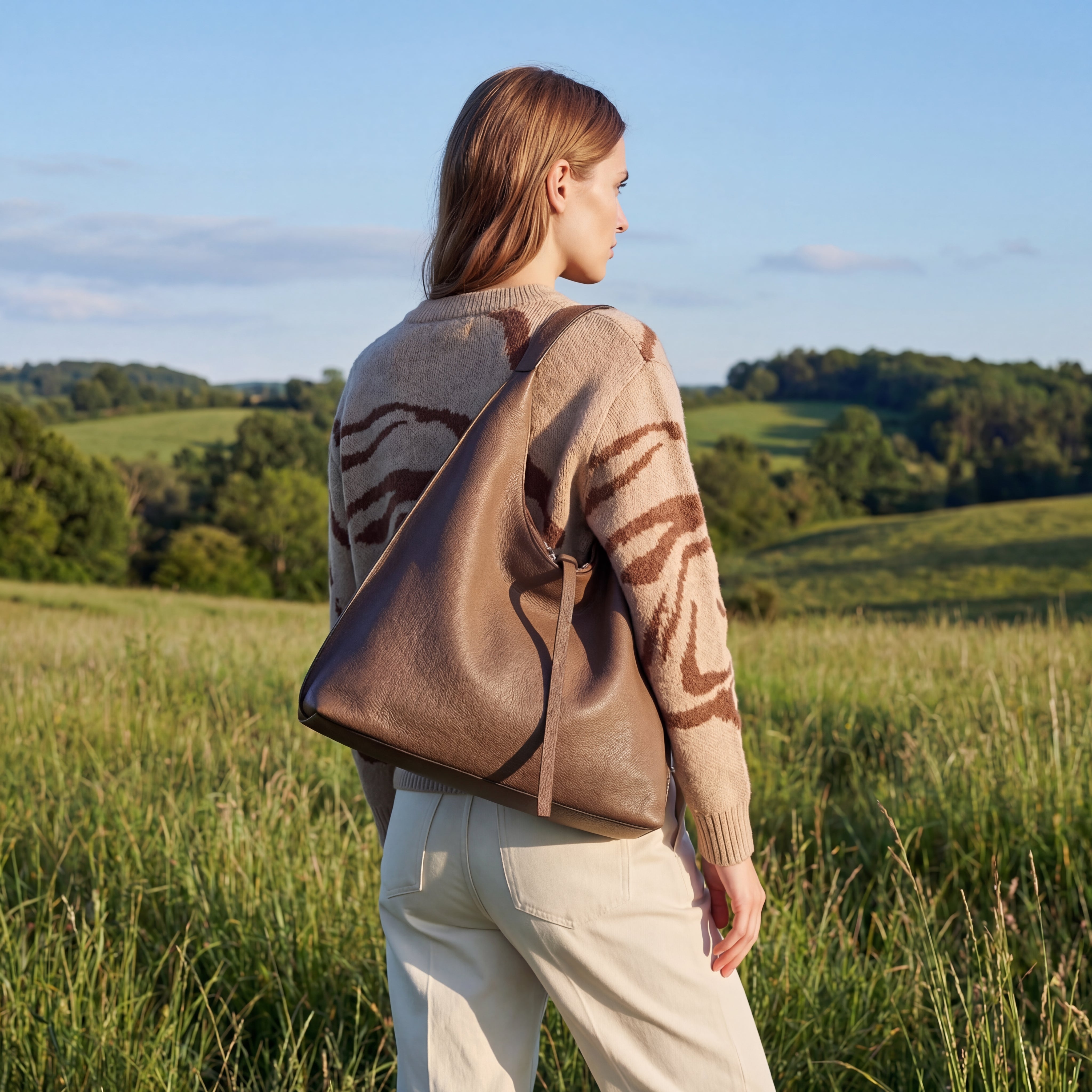 Kiva Hobo Bag in Pure Leather  - By Qivii