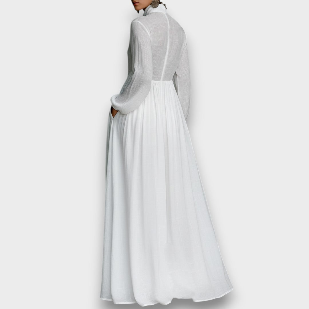 Serena - Maxi Jurk met Vloeiende Voorknopen  - By Qivii