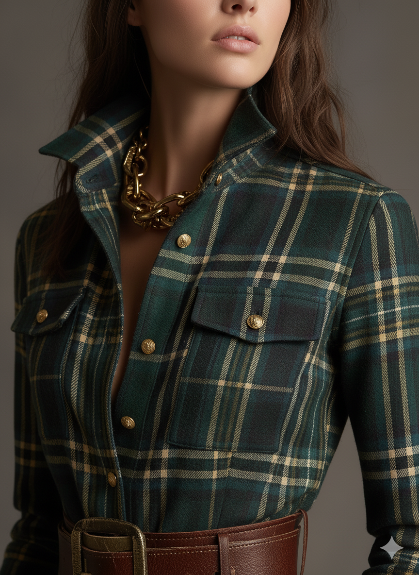 Scarlett | Plaid Maxi Shirt Dress Long Sleeve Belted Dress by Qivii