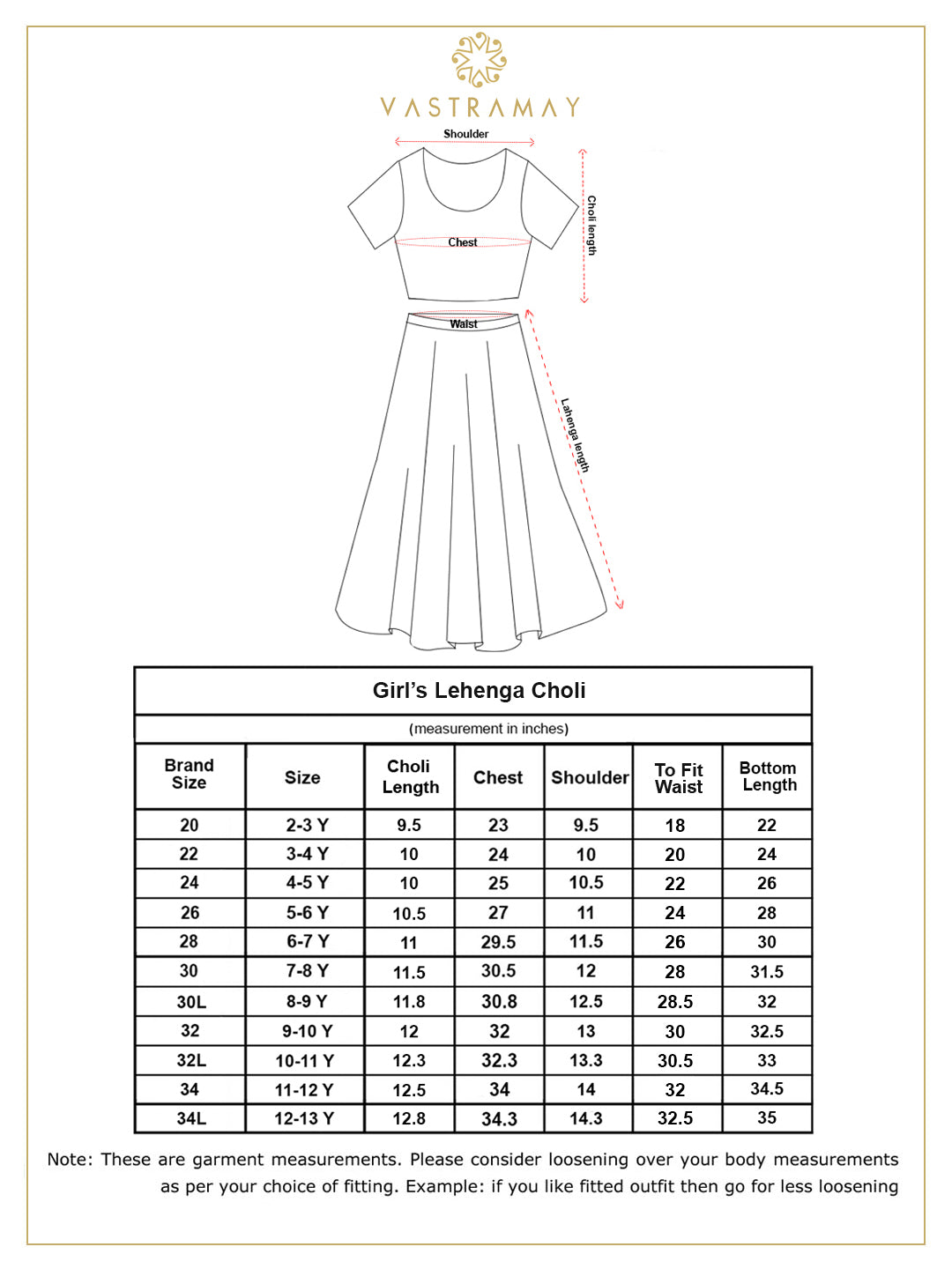 VASTRAMAY Girls' Yellow And Red Lehenga Set