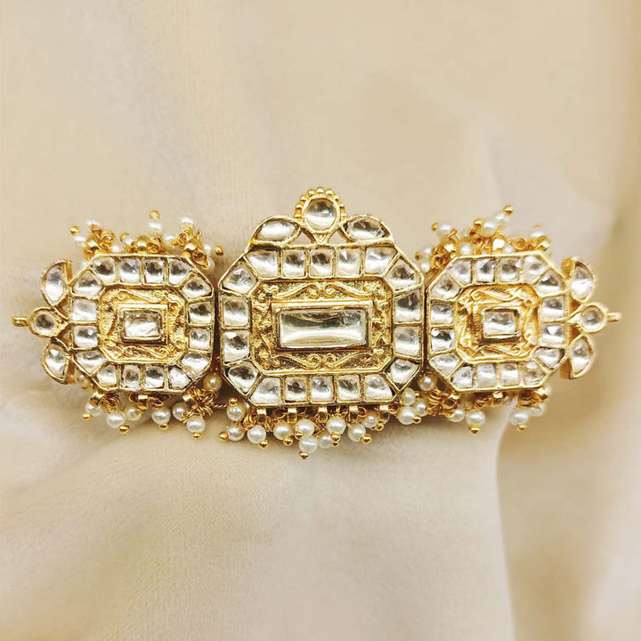  Three band Kundan Ring featuring exquisite design and luxurious gold plating