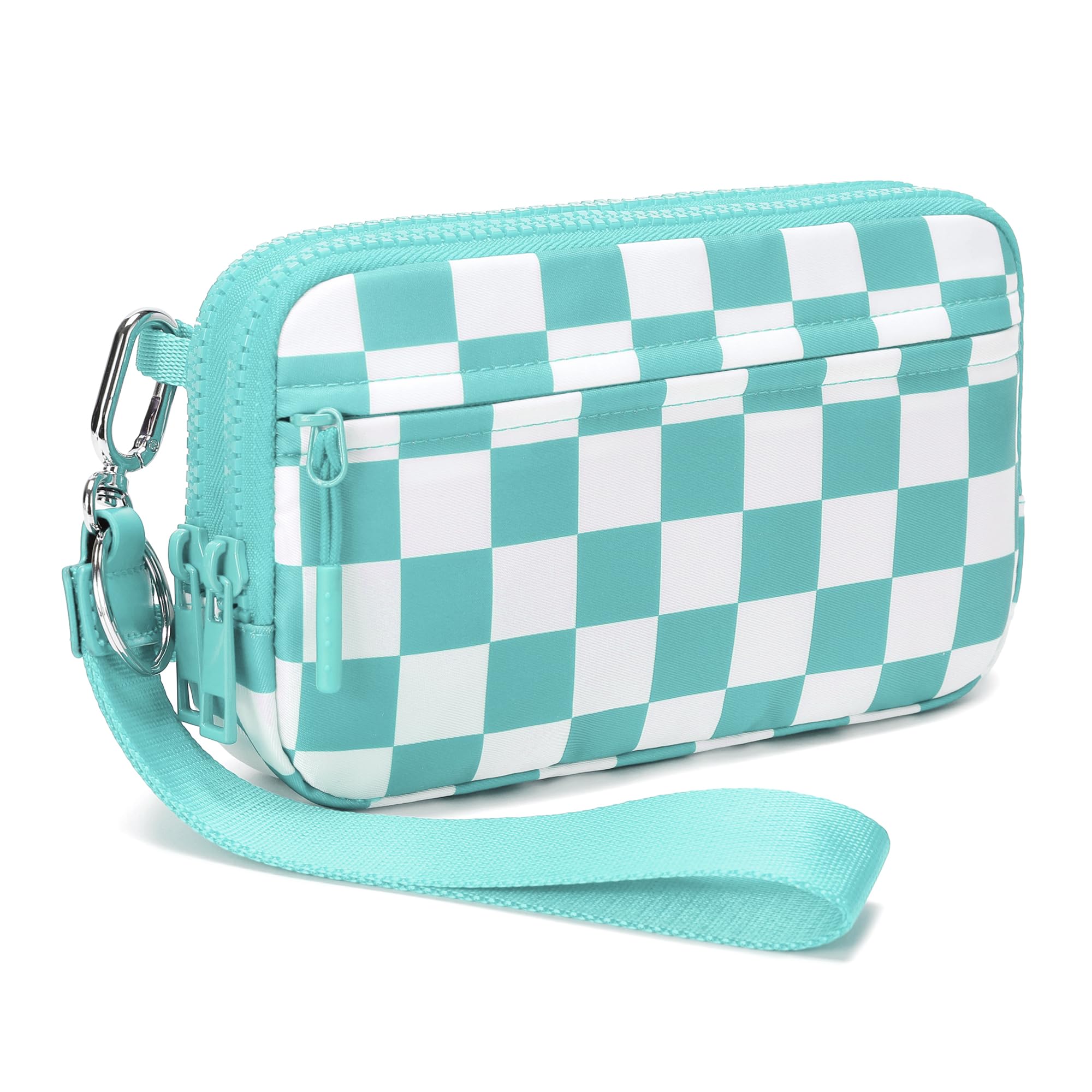 Ounamei Quilted Nylon Wristlet Crossbody Wallet for Women 4-Zipper Small Bag with RFID Protection & Adjustable Strap