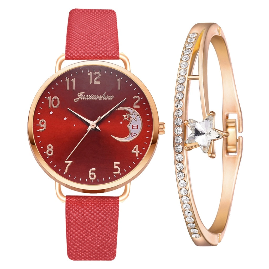 Hemelse Maanfase Horloge en Armband Set  - By Qivii