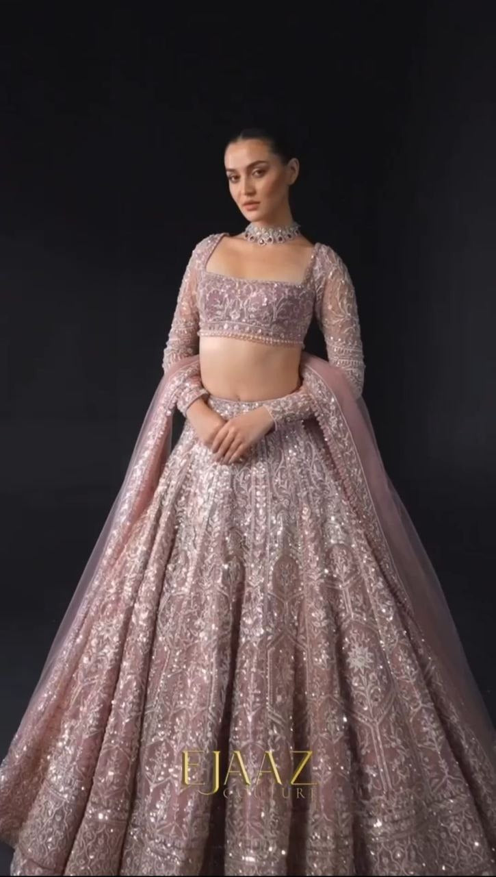 Pink Color Premium Net Embellished With Beautiful Thread Embroidery, Beautiful Coding And Heavy Sequins Work With Heavy Cancan And Canvas - INSPIRED, perfect for elegant occasions and special events